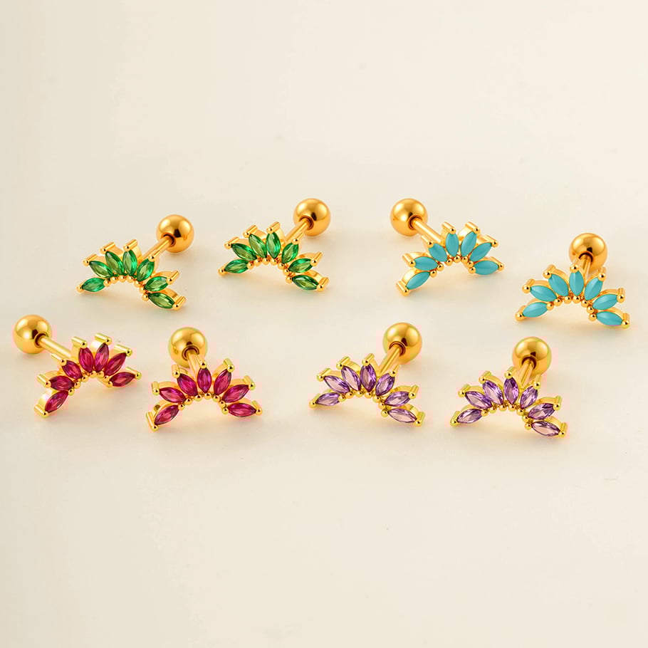 Copper Gold Color Zircon Piercings Earrings Picture3