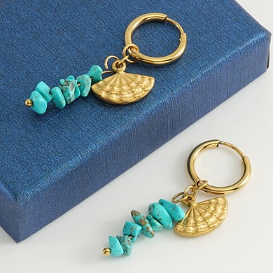 Orecchini pendenti classici in acciaio inossidabile color oro h5 Immagine3
