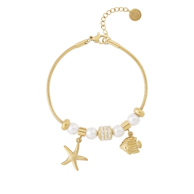 Braccialetti con ciondoli da donna in acciaio inossidabile color oro con pesci tropicali h5 