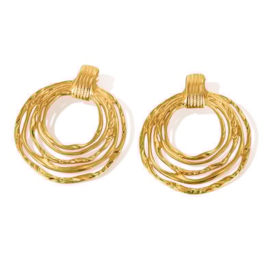 1 Paar Simple Series Tägliche geometrische Edelstahl Goldfarbene Damen-Ohrstecker h5 