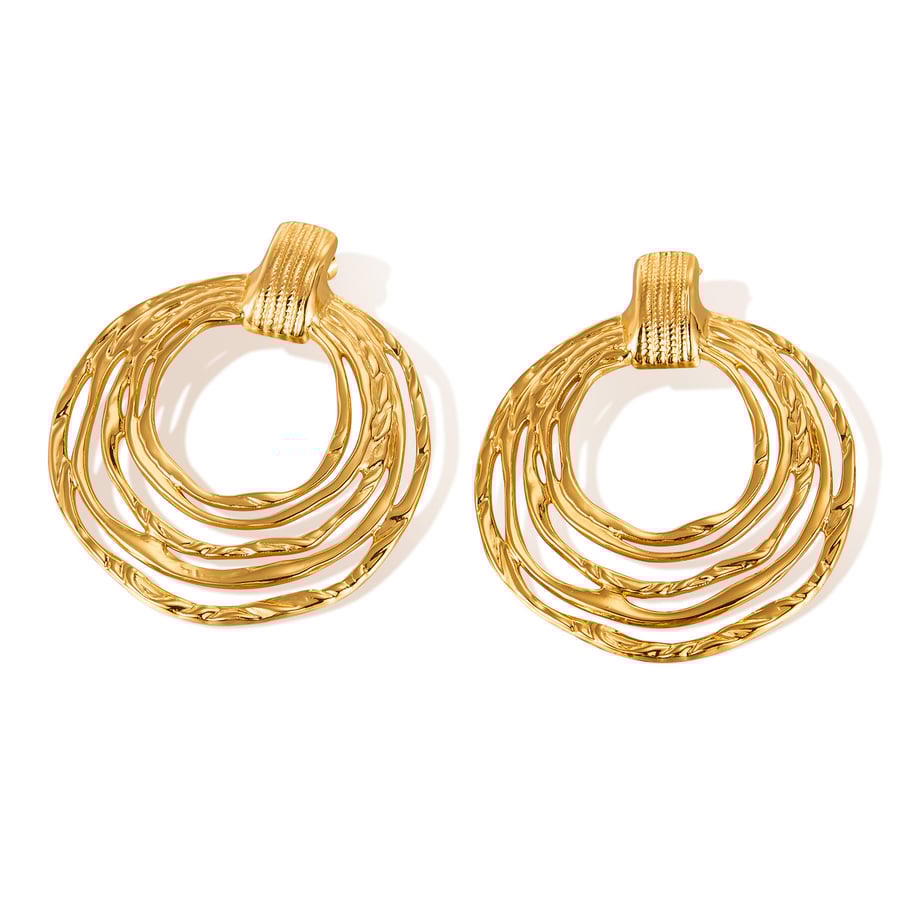 1 Paar Simple Series Tägliche geometrische Edelstahl Goldfarbene Damen-Ohrstecker 