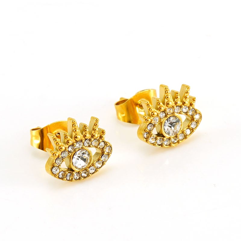 Orecchini piercing in acciaio inossidabile color oro con occhio del diavolo 