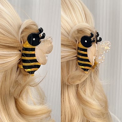 1 pince à cheveux en acétate pour femme, motif abeilles mignonnes h5 Image3