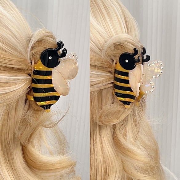 1 pince à cheveux en acétate pour femme, motif abeilles mignonnes 2