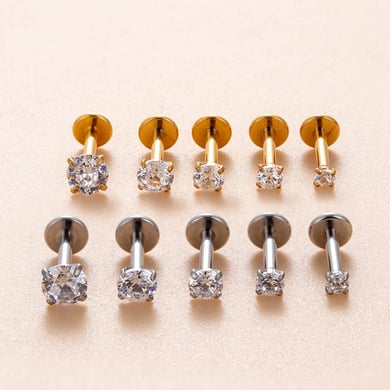 1 Pair Simple Series Simple Geometric Titanium Steel   Gold Color  Zircon Women's Piercings Earrings h5 Picture4