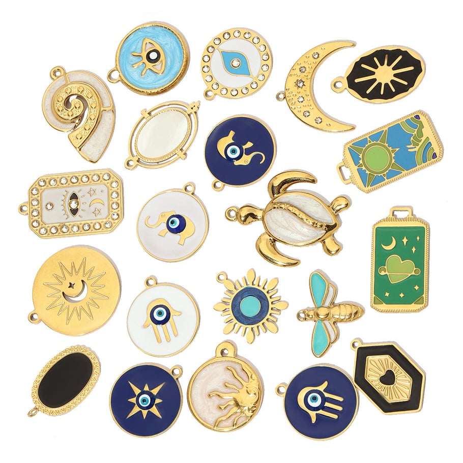 Eye Pattern Stainless Steel Gold Color Pendants h5Picture6