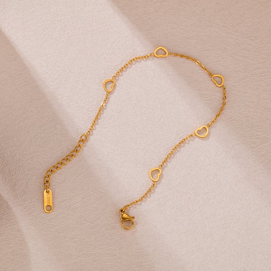 Einfache Herz-Kettenarmbänder aus Edelstahl Bild5