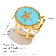 Ovaler, offener Ring mit Öltropfen und Seestern-Motiv, Gold Bild2