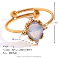 Verstellbarer Opal-Tropfenring - Gold und Blau Bild4