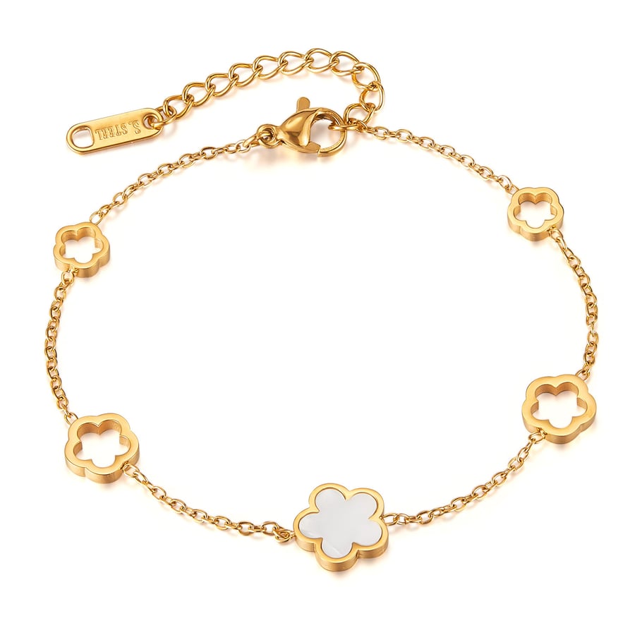 Tägliche Blume Edelstahl Gold Farbe Charm Armbänder 