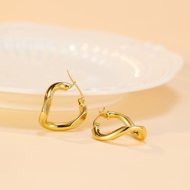 1 Paar einfache Serie süße geometrische Edelstahl Gold Farbe Damen Ohrstecker h5 Bild5