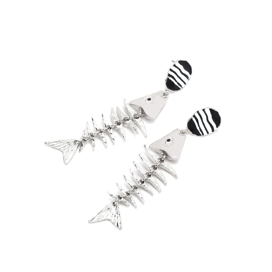 Fish Bone Alloy Drop Earrings Picture4
