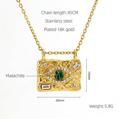 Collares colgantes de acero inoxidable color dorado con ojo del diablo h5 Imagen2
