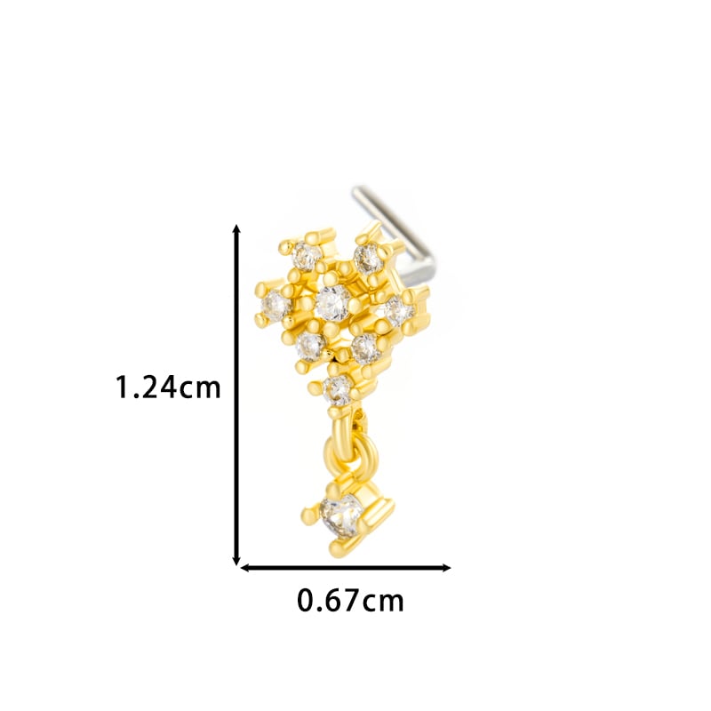 1 pièce de clou de nez en forme de fleur en cuivre doré et zircon pour femme Image2