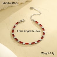 NMSB-H539-3 Bracelet en zircon rouge Image3
