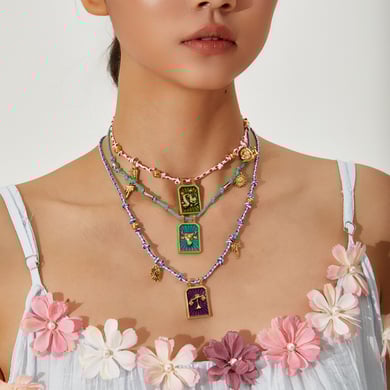 1 Çift Romantik Seri Retro Geometrik Paslanmaz Çelik Altın Rengi Kadın Kolye h5 Resim4
