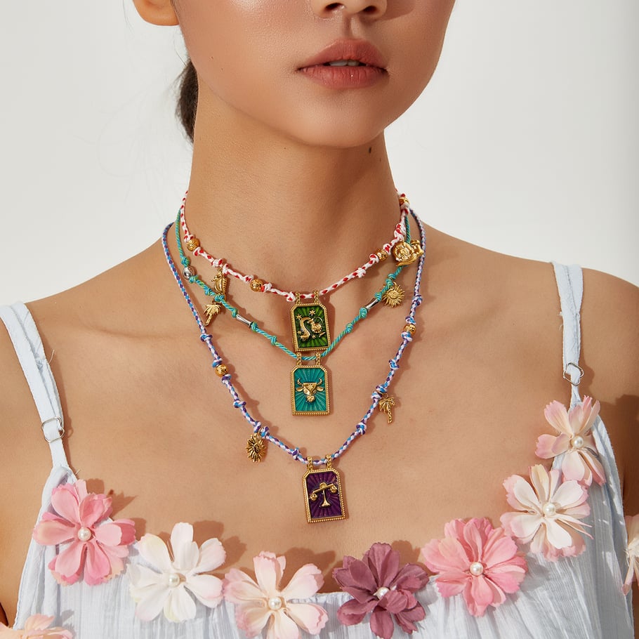 1 Çift Romantik Seri Retro Geometrik Paslanmaz Çelik Altın Rengi Kadın Kolye Resim4