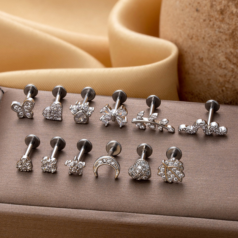 1 Pair Simple Series Daily Heart Copper   Gold Color  Zircon Women's Piercings Earrings Picture6