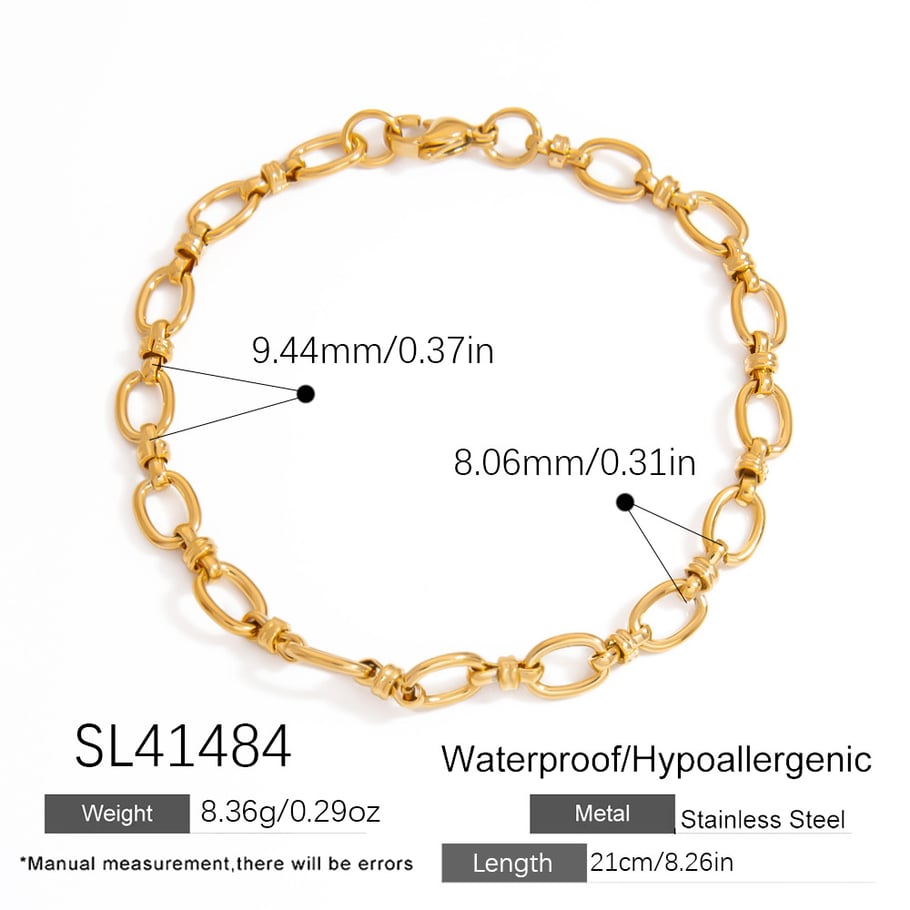 Simple Series Tägliche geometrische Goldfarbe Edelstahl Damen Kettenarmbänder Bild2