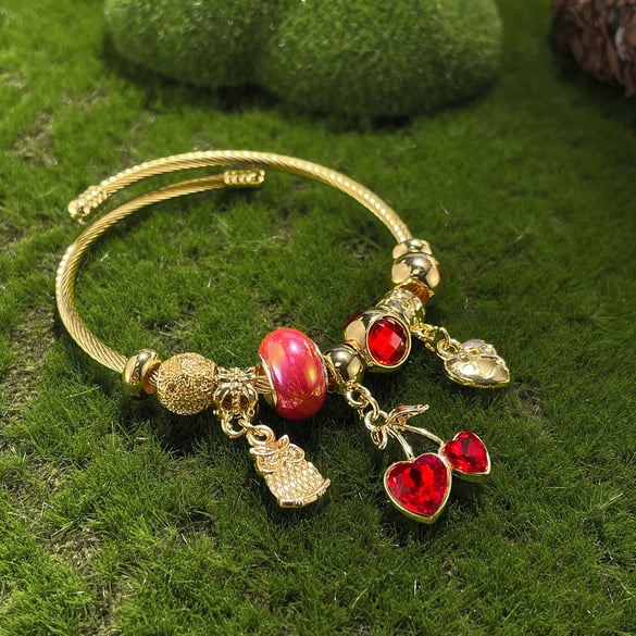 Süße Kirsche Gold Farbe Manschette Armbänder 2