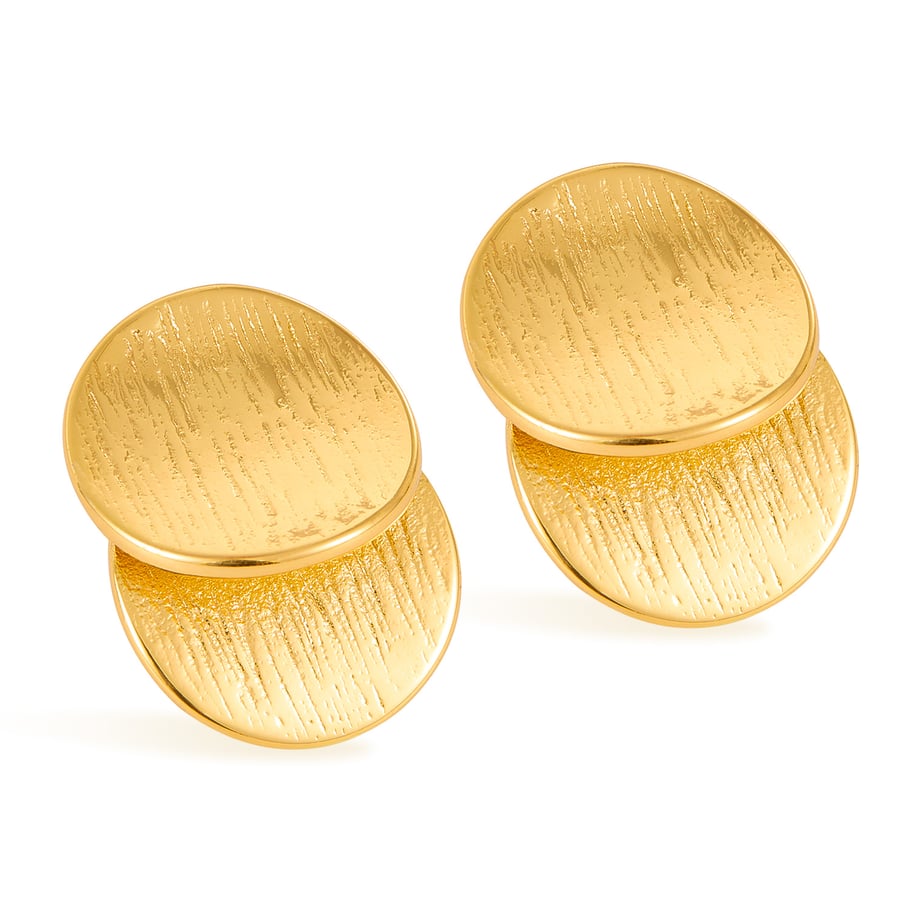 1 paio di orecchini a bottone casual da donna in acciaio inossidabile color oro 