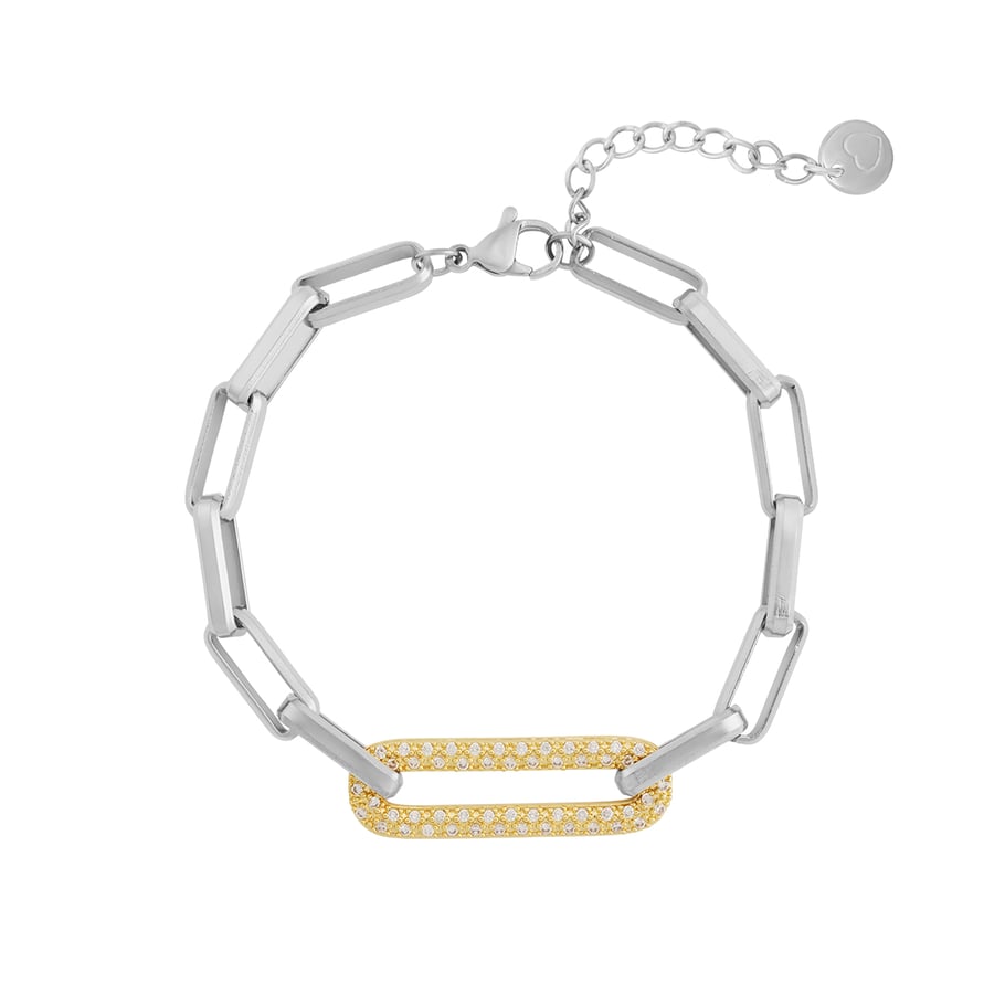 Rechteckige Patchwork-Armbänder aus Edelstahl in Goldfarbe für Damen 