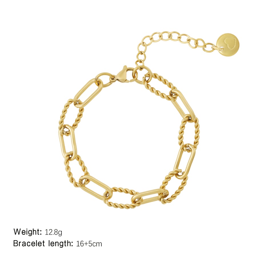 Bracelets à chaîne torsadés en acier inoxydable doré pour femme Image2