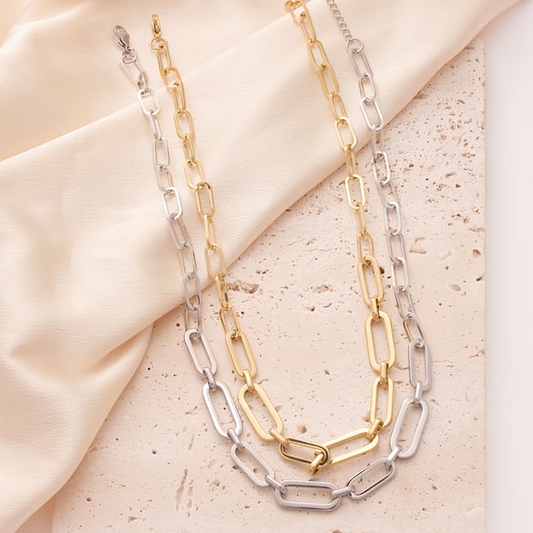Klassische längliche Twist-Ketten aus Edelstahl in Goldfarbe für Damen 2
