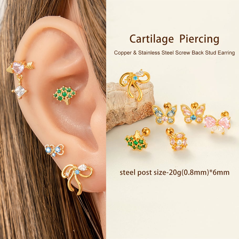 Kupfer Schmetterling Zirkon Piercings Ohrringe Bild4
