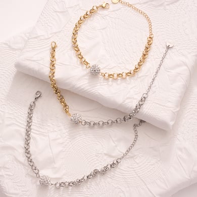 Sparkling Chain Stainless Steel Gold Color Women's Charm Bracelets h5 Picture3
