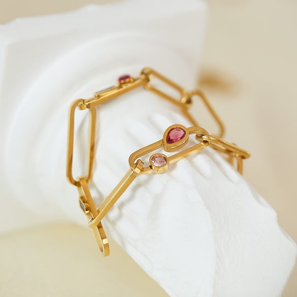 Simple Series Daily Edelstahl Goldfarbene Kettenarmbänder 2