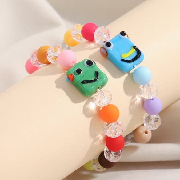 Bracelets de perles acryliques pour femmes, série Jelly Colored Beach Vacation