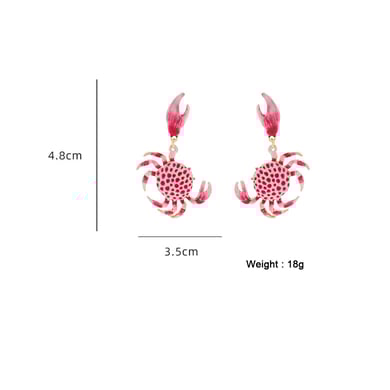 Vacation Alloy Crab Drop Earrings h5 