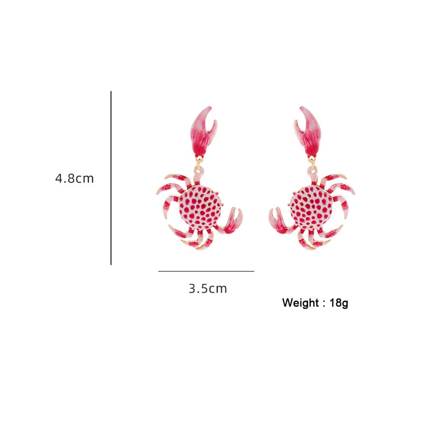 Vacation Alloy Crab Drop Earrings 