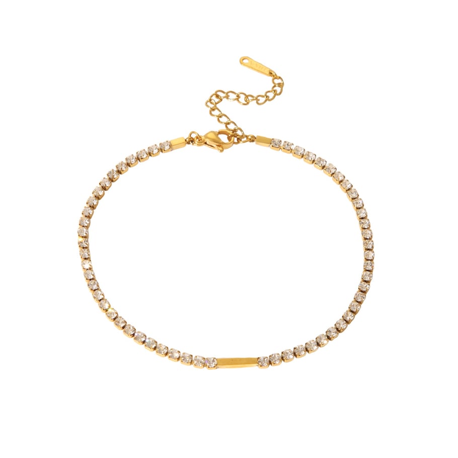 1 Paar tägliche geometrische Fußkettchen aus Edelstahl in Goldfarbe mit Strasssteinen Bild4