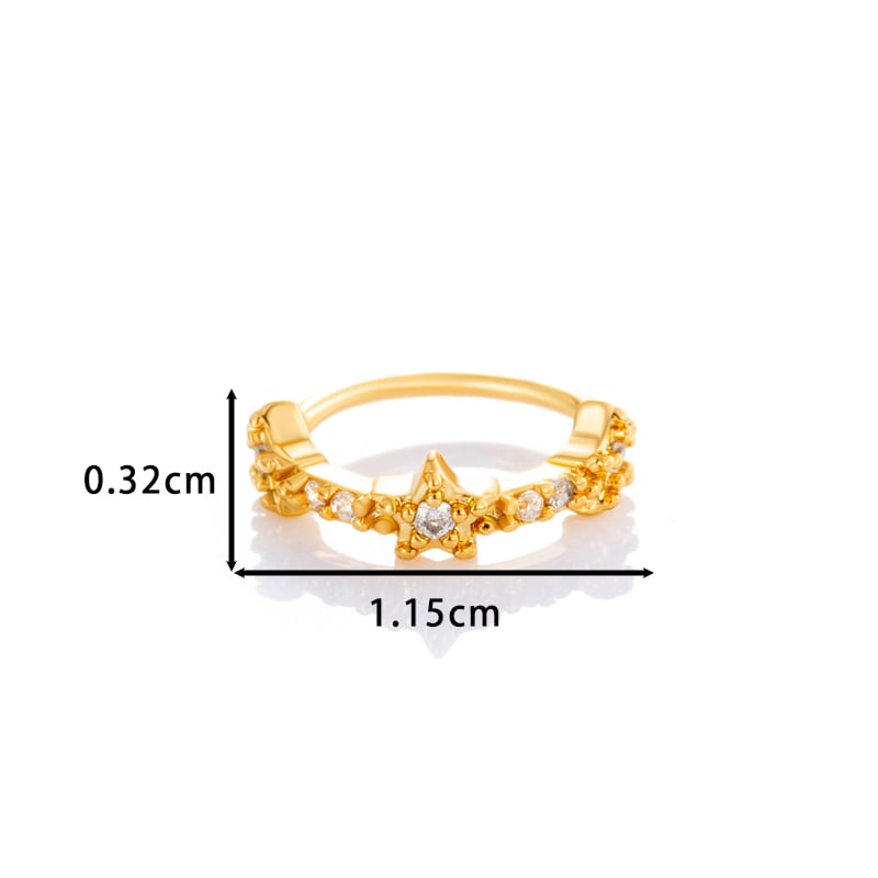 1 Piece Star Copper Gold Color Zircon Women's Nose Stud Picture2