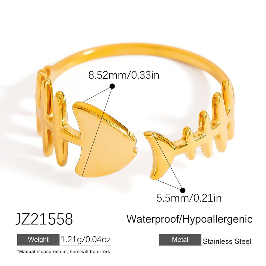 en fish bone stainless steel women's ring h5Picture2