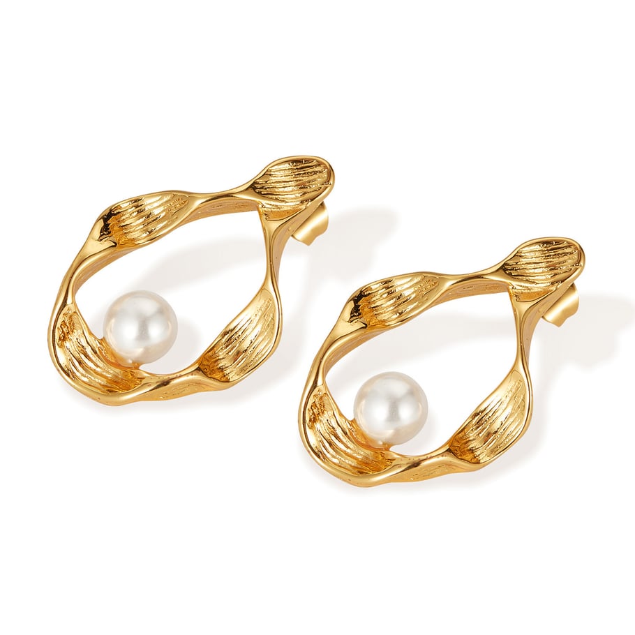 1 Paar Simple Series Tägliche geometrische Edelstahl Goldfarbene Damen-Ohrstecker 