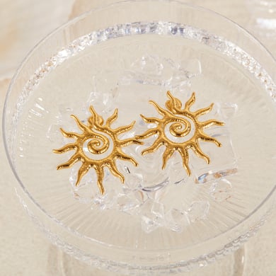 1 paio di orecchini a bottone da donna in acciaio inossidabile color oro, con motivo geometrico, semplici e quotidiani h5 Immagine3