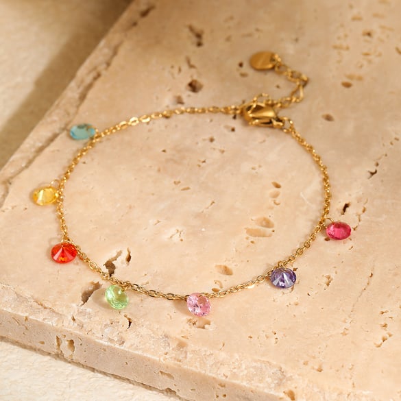 1 Pair Simple Series Sweet Chain Stainless Steel   Gold Color  Women's Chain Bracelets