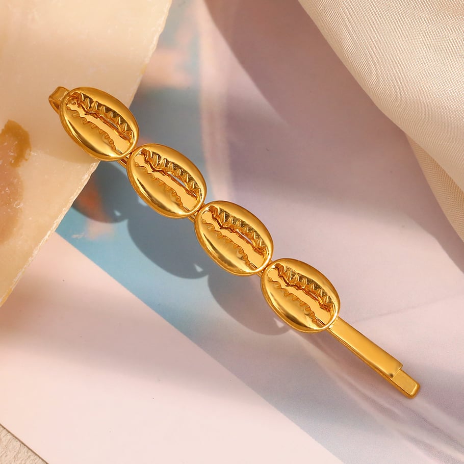 1 Piece Ocean Series Vintage - designed Gold - colored Stainless Steel Hair Clips Picture3