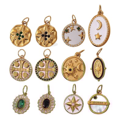 Retro Sun&Moon Stainless Steel Gold Color Pendants h5 Picture5