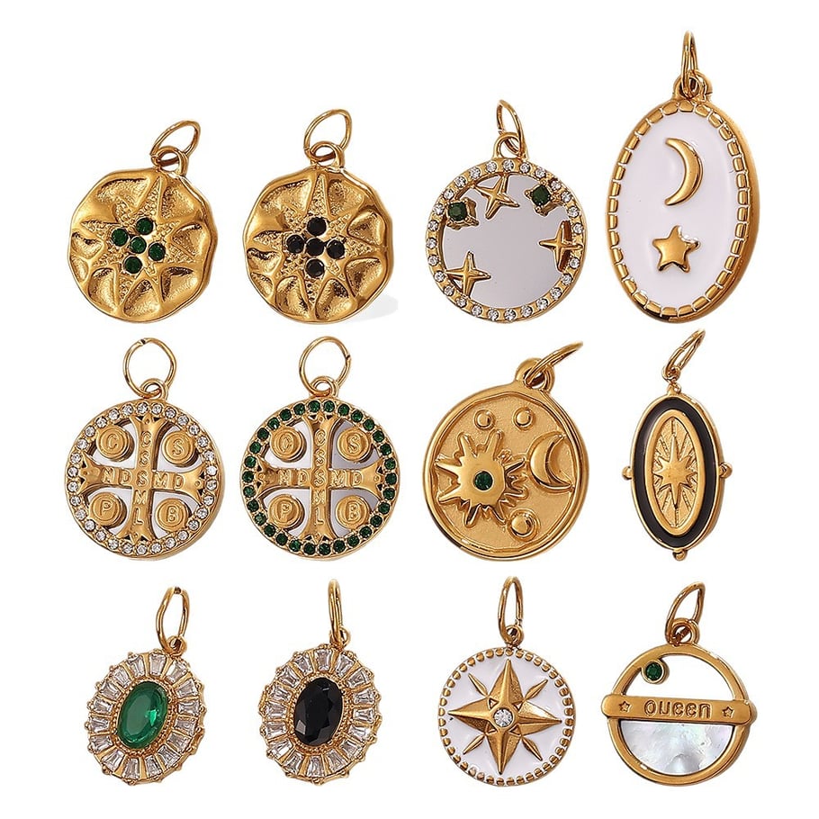 Retro Sun&Moon Stainless Steel Gold Color Pendants Picture5