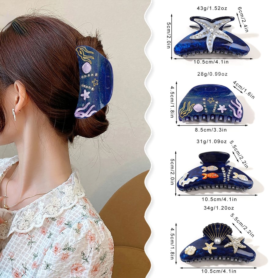 1 Piece High - end Ocean Series Acrylic Women's Hair Clips Picture6