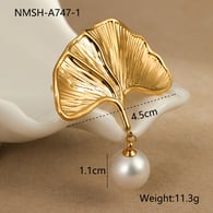 NMSH-A747-1 Ginkgo Yaprağı Yüzüğü/One size Resim6