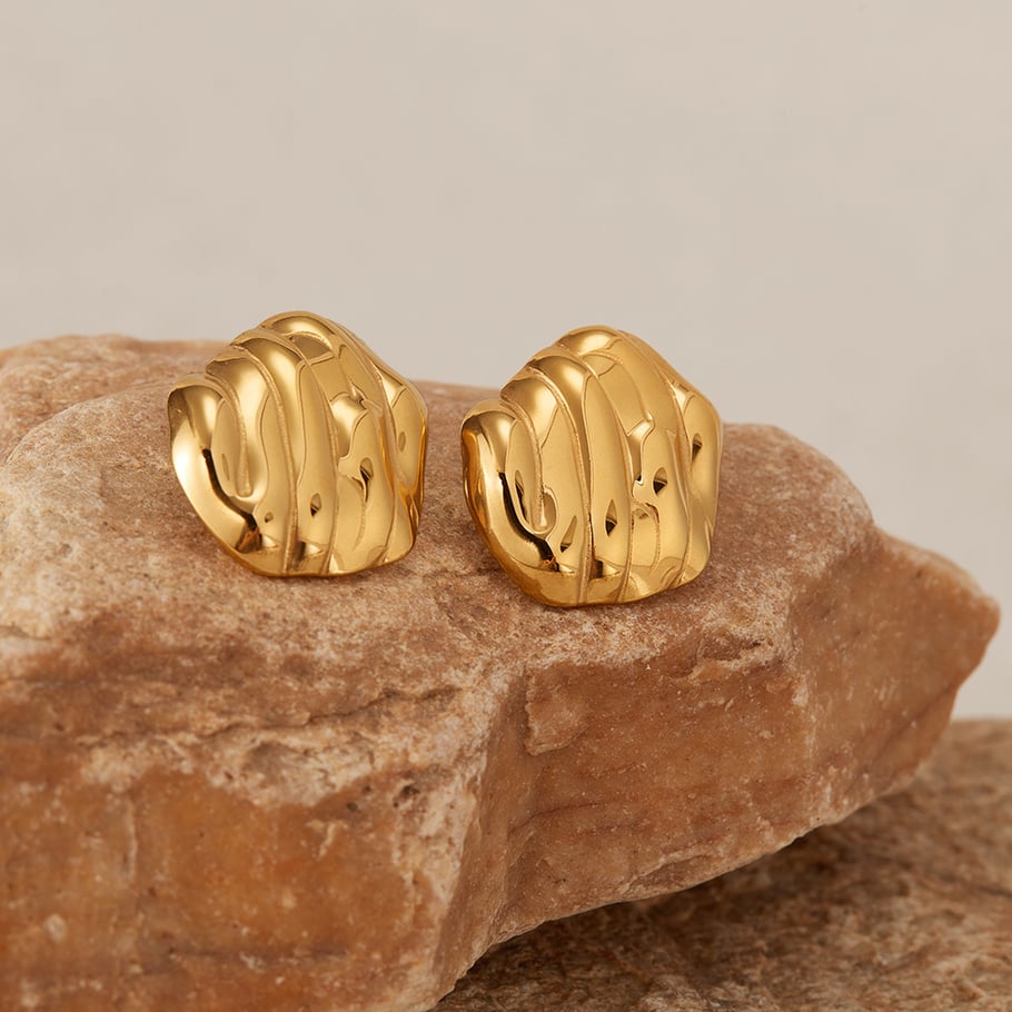 1 Paar Simple Series Tägliche geometrische Edelstahl Goldfarbene Damen-Ohrstecker Bild6