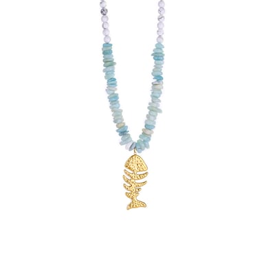 Fishbone White Turquoise Beads Women's Pendant Necklaces h5 