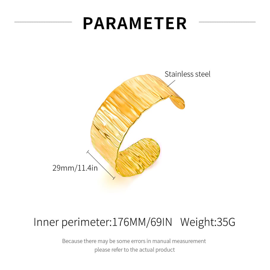Bracelet manchette élégant en acier inoxydable doré pour femme, série simple, motif géométrique Image2