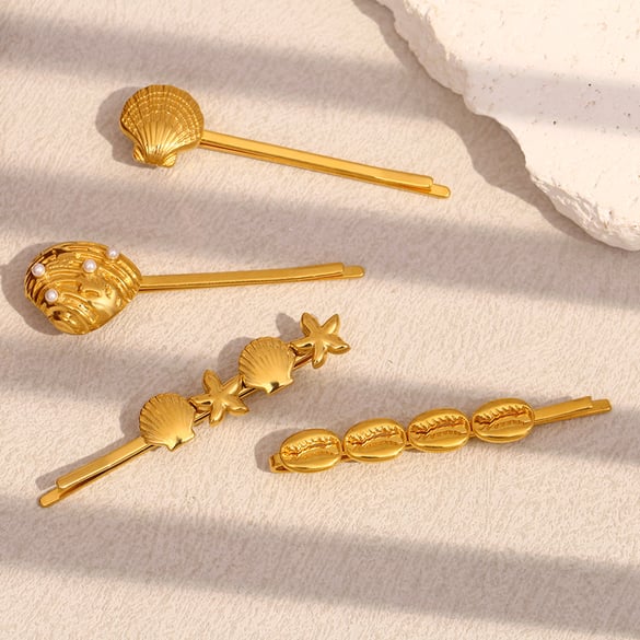 Fermagli per capelli in acciaio inossidabile color oro della serie Ocean Vintage da 1 pezzo