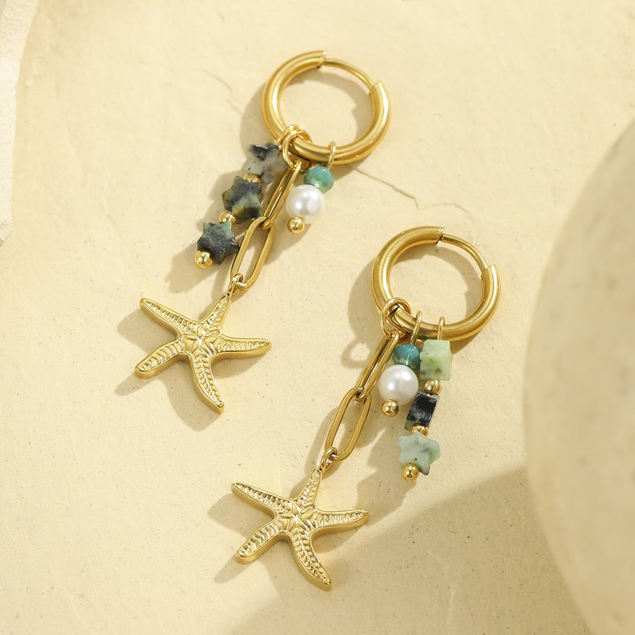 1 Paar romantische Serie Urlaub Schildkröte Edelstahl Gold Farbe Damen Tropfen Ohrringe h5Bild4